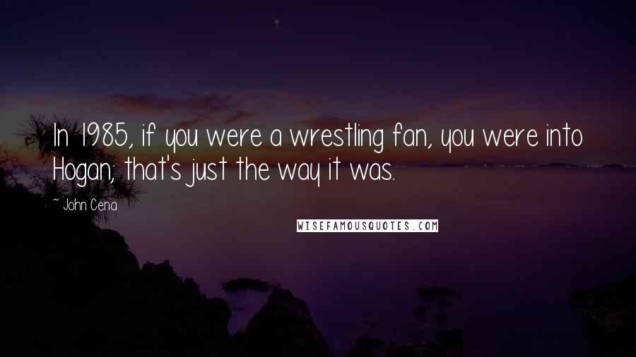 John Cena Quotes: In 1985, if you were a wrestling fan, you were into Hogan; that's just the way it was.
