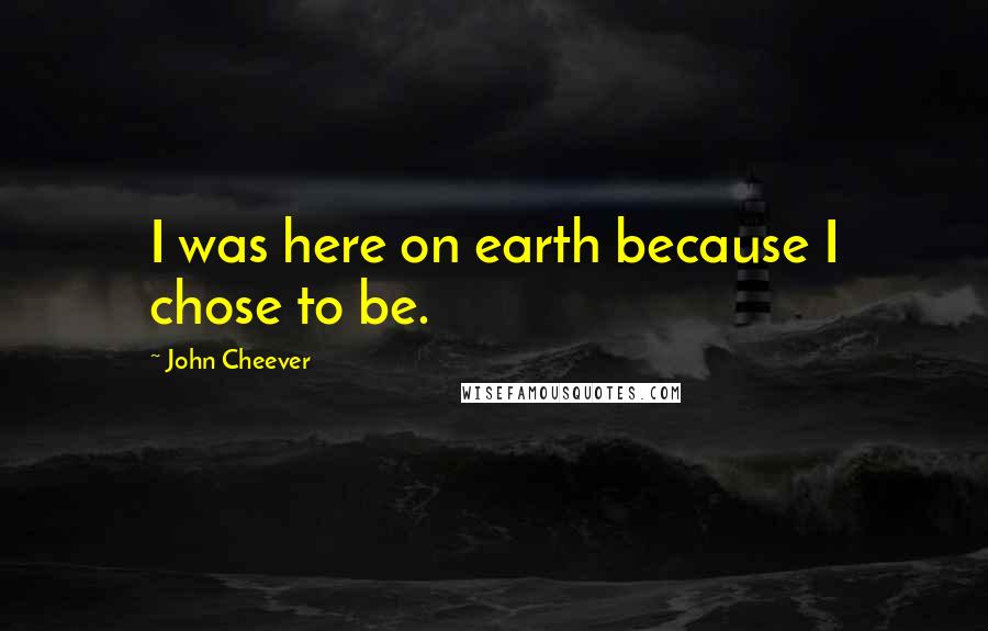 John Cheever Quotes: I was here on earth because I chose to be.