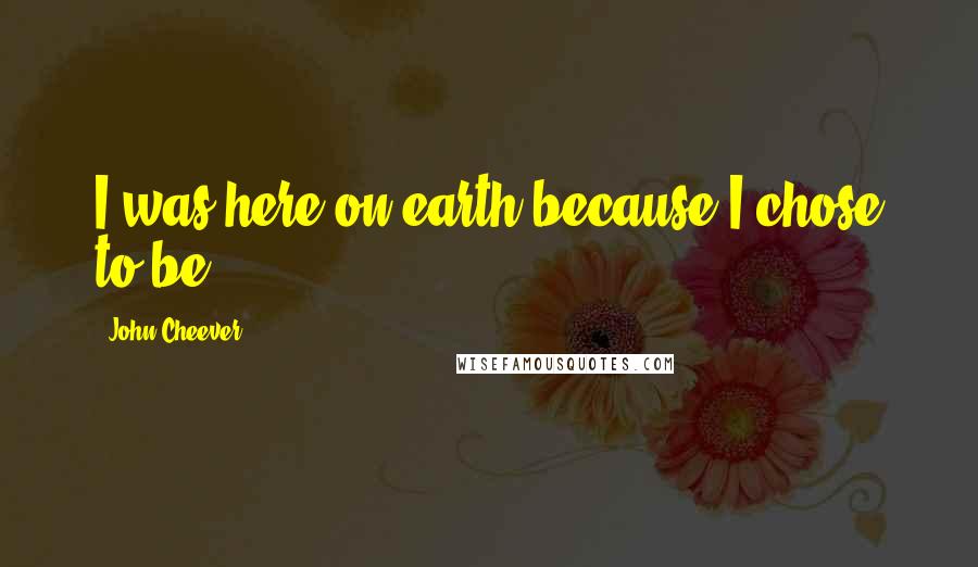 John Cheever Quotes: I was here on earth because I chose to be.