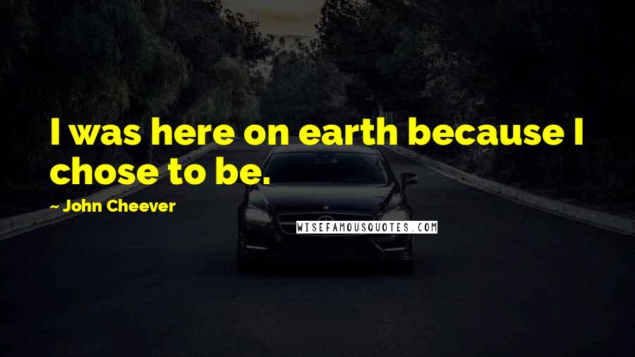 John Cheever Quotes: I was here on earth because I chose to be.