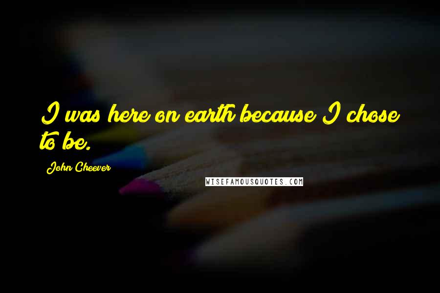 John Cheever Quotes: I was here on earth because I chose to be.