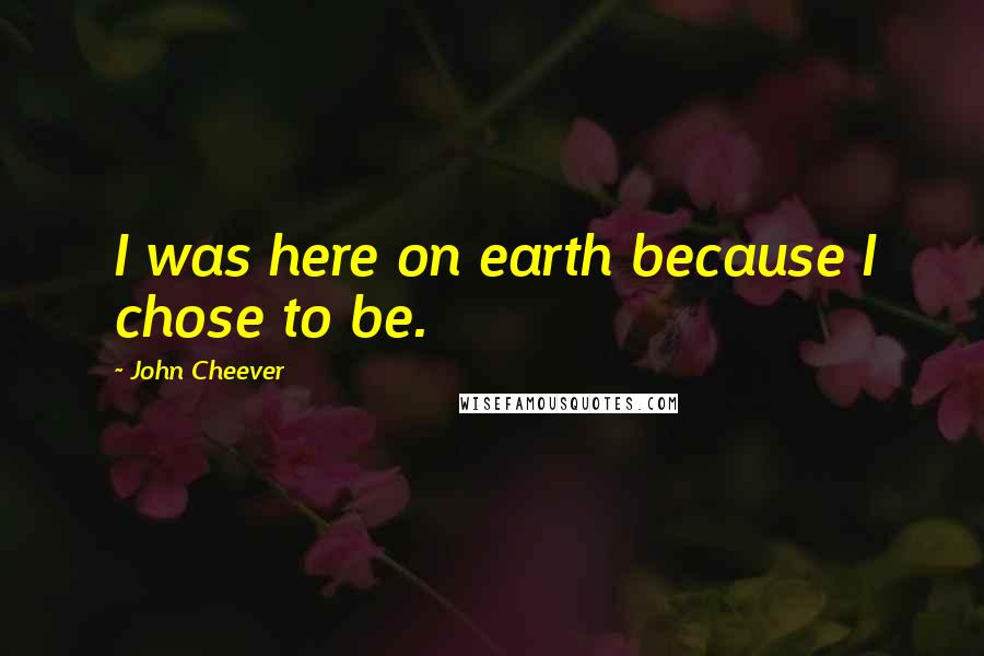 John Cheever Quotes: I was here on earth because I chose to be.