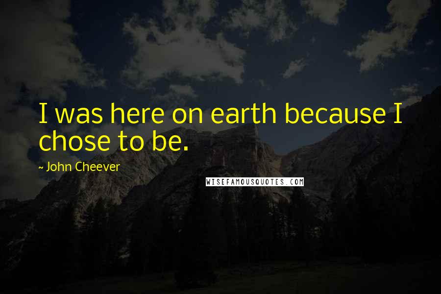 John Cheever Quotes: I was here on earth because I chose to be.