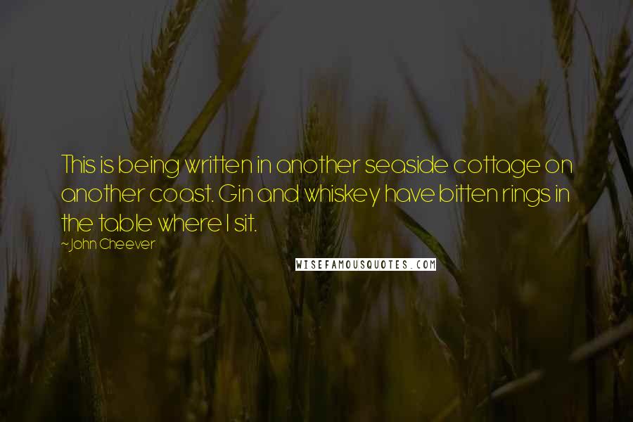 John Cheever Quotes: This is being written in another seaside cottage on another coast. Gin and whiskey have bitten rings in the table where I sit.