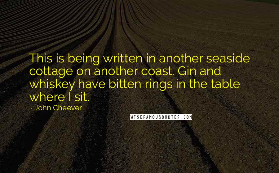 John Cheever Quotes: This is being written in another seaside cottage on another coast. Gin and whiskey have bitten rings in the table where I sit.