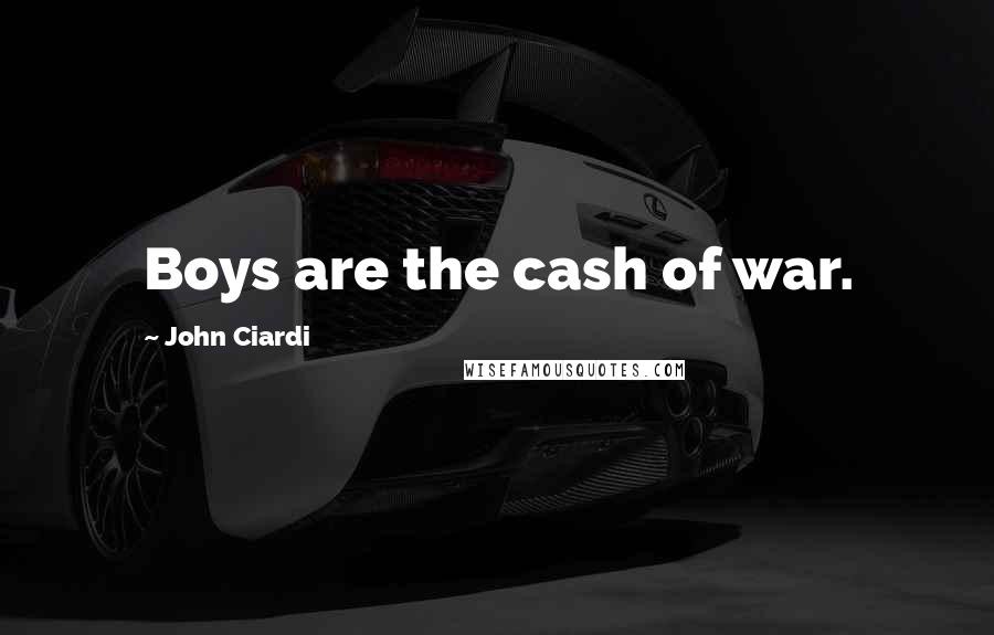 John Ciardi Quotes: Boys are the cash of war.