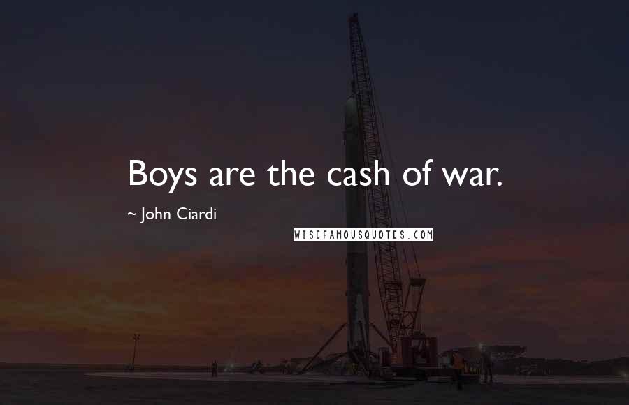 John Ciardi Quotes: Boys are the cash of war.