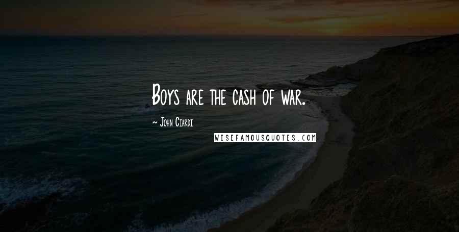 John Ciardi Quotes: Boys are the cash of war.