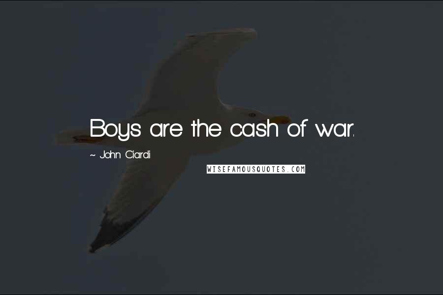 John Ciardi Quotes: Boys are the cash of war.