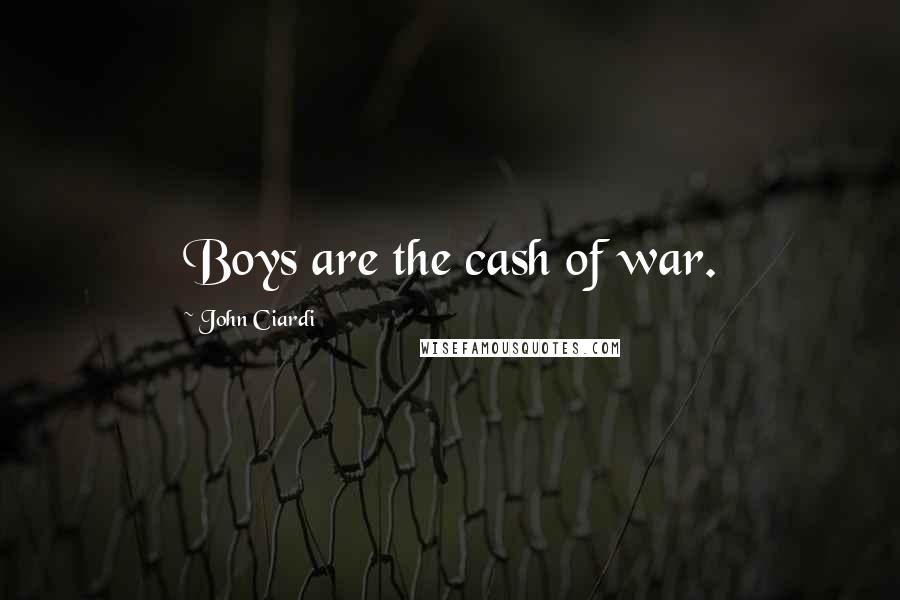 John Ciardi Quotes: Boys are the cash of war.