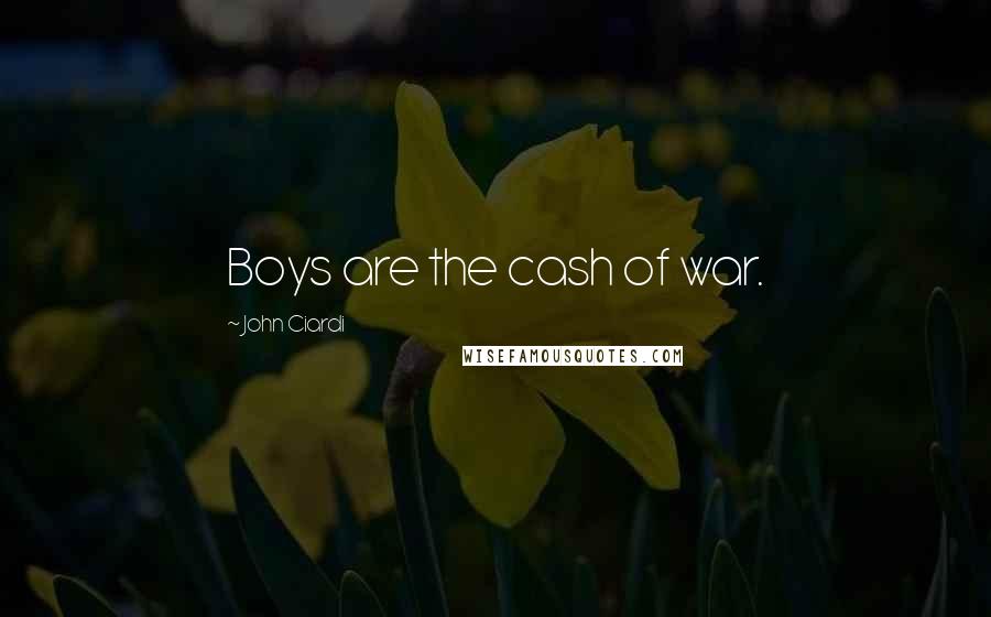 John Ciardi Quotes: Boys are the cash of war.