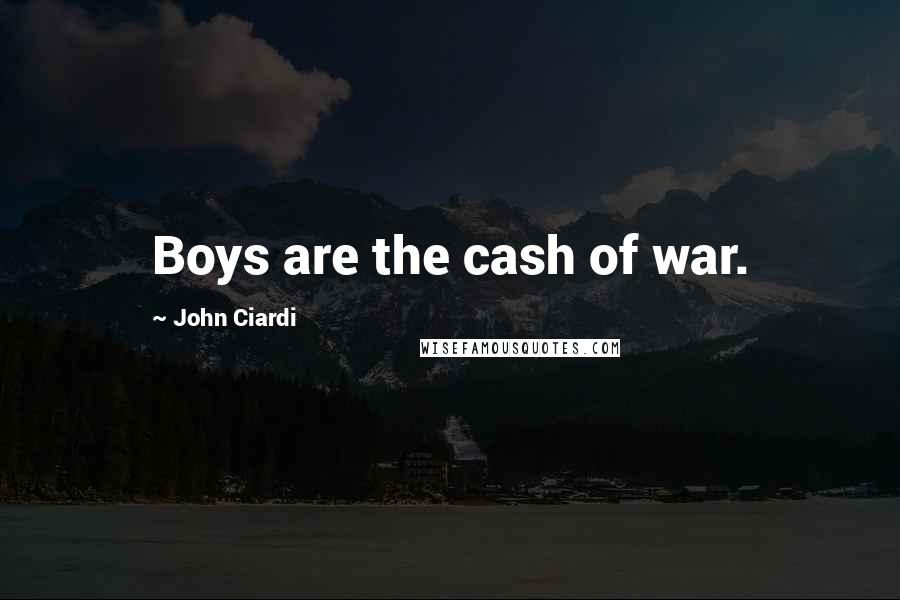 John Ciardi Quotes: Boys are the cash of war.