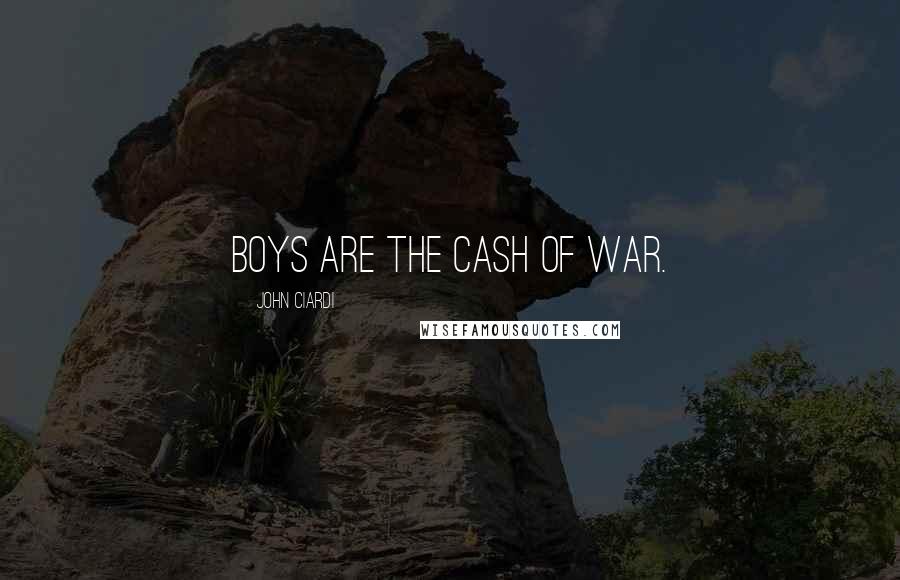 John Ciardi Quotes: Boys are the cash of war.