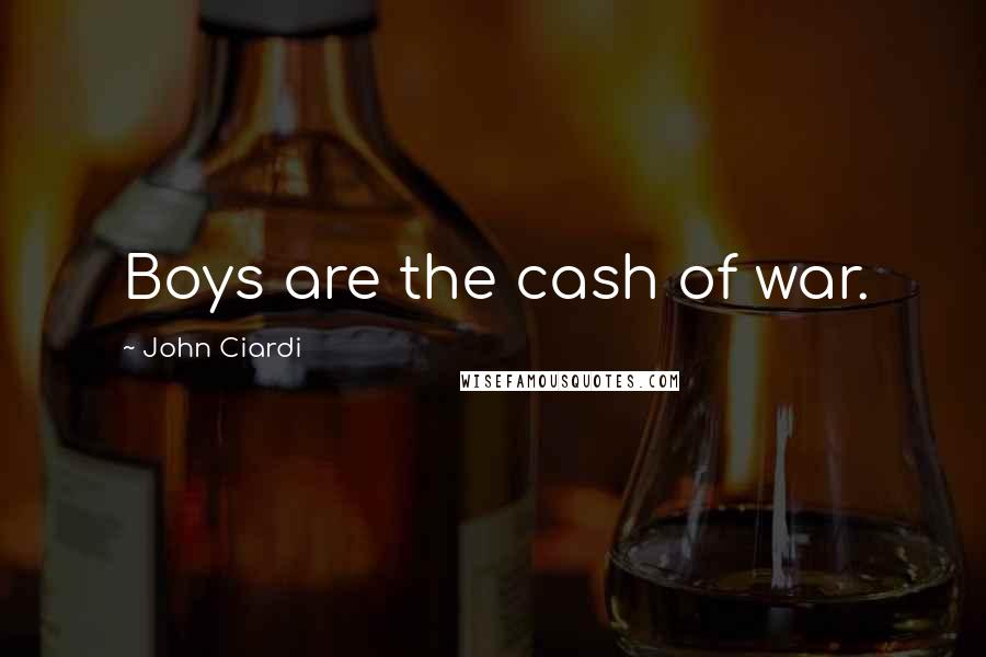 John Ciardi Quotes: Boys are the cash of war.
