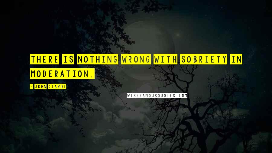 John Ciardi Quotes: There is nothing wrong with sobriety in moderation.