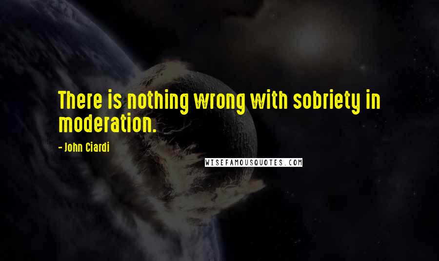 John Ciardi Quotes: There is nothing wrong with sobriety in moderation.