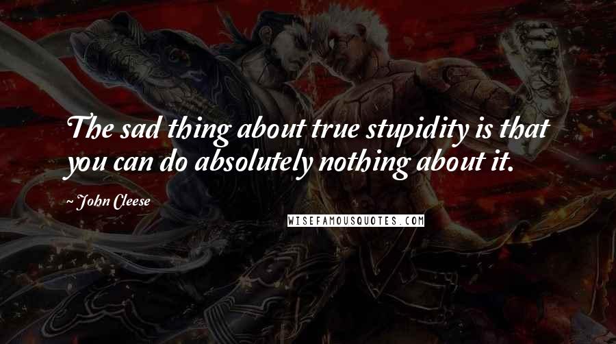 John Cleese Quotes: The sad thing about true stupidity is that you can do absolutely nothing about it.