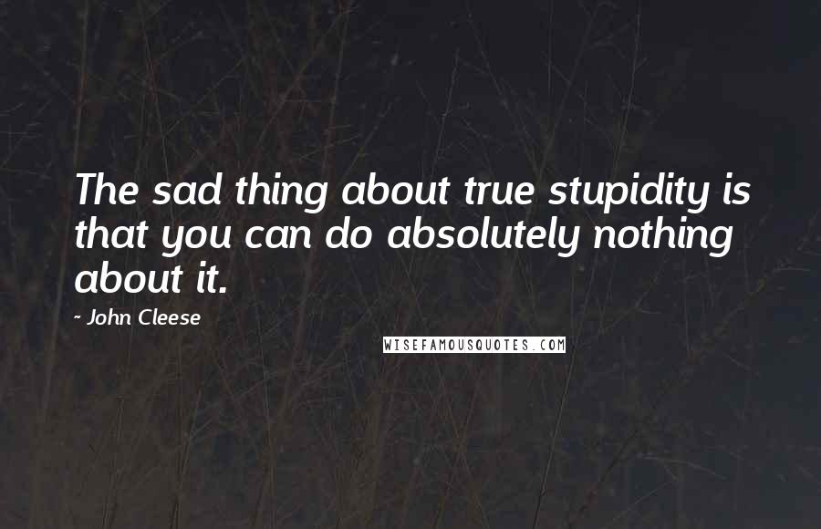 John Cleese Quotes: The sad thing about true stupidity is that you can do absolutely nothing about it.