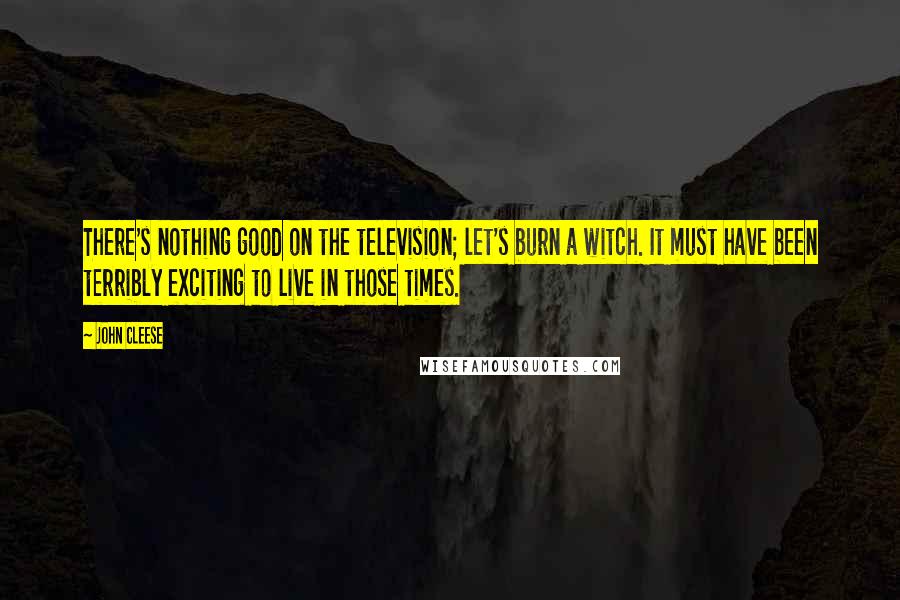 John Cleese Quotes: There's nothing good on the television; let's burn a witch. It must have been terribly exciting to live in those times.