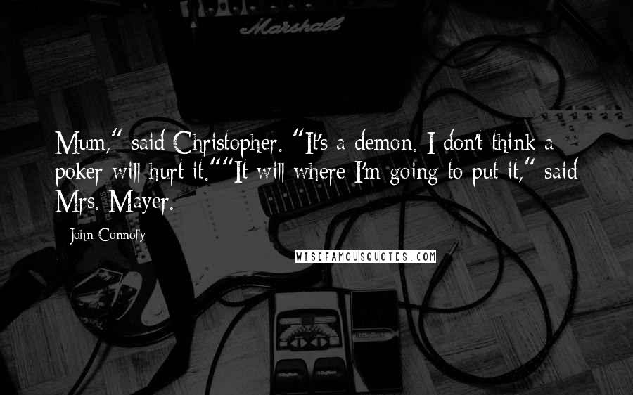 John Connolly Quotes: Mum," said Christopher. "It's a demon. I don't think a poker will hurt it.""It will where I'm going to put it," said Mrs. Mayer.