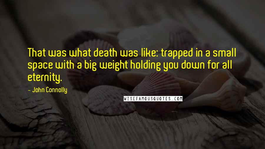 John Connolly Quotes: That was what death was like: trapped in a small space with a big weight holding you down for all eternity.