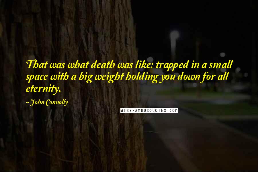 John Connolly Quotes: That was what death was like: trapped in a small space with a big weight holding you down for all eternity.