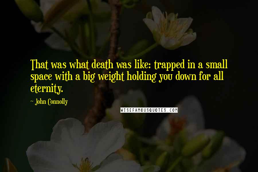 John Connolly Quotes: That was what death was like: trapped in a small space with a big weight holding you down for all eternity.