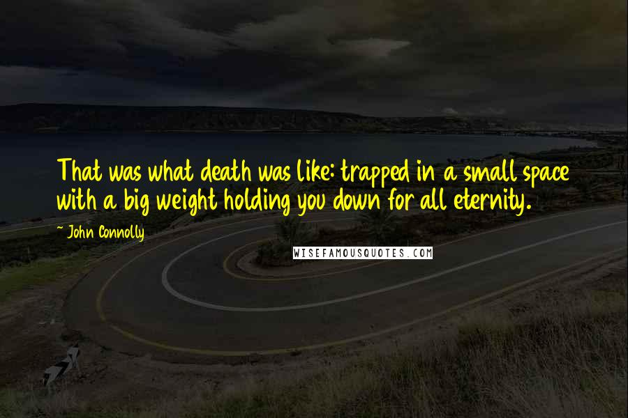 John Connolly Quotes: That was what death was like: trapped in a small space with a big weight holding you down for all eternity.