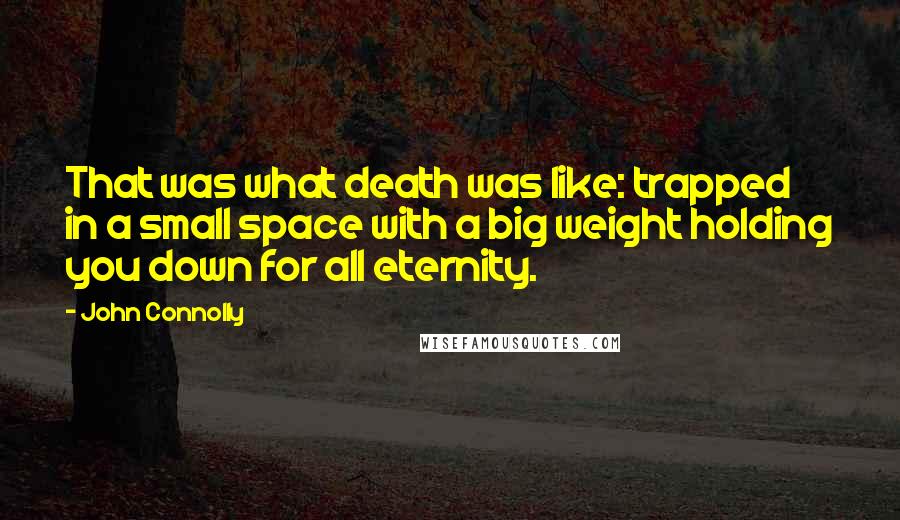 John Connolly Quotes: That was what death was like: trapped in a small space with a big weight holding you down for all eternity.