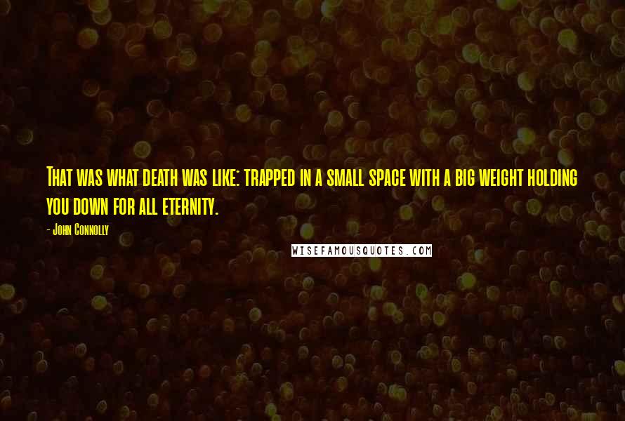 John Connolly Quotes: That was what death was like: trapped in a small space with a big weight holding you down for all eternity.