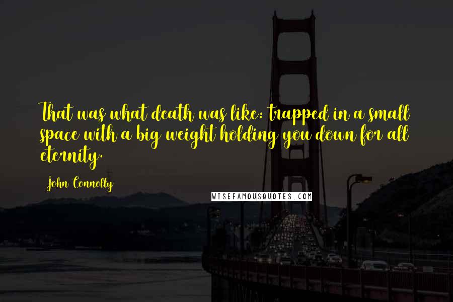 John Connolly Quotes: That was what death was like: trapped in a small space with a big weight holding you down for all eternity.