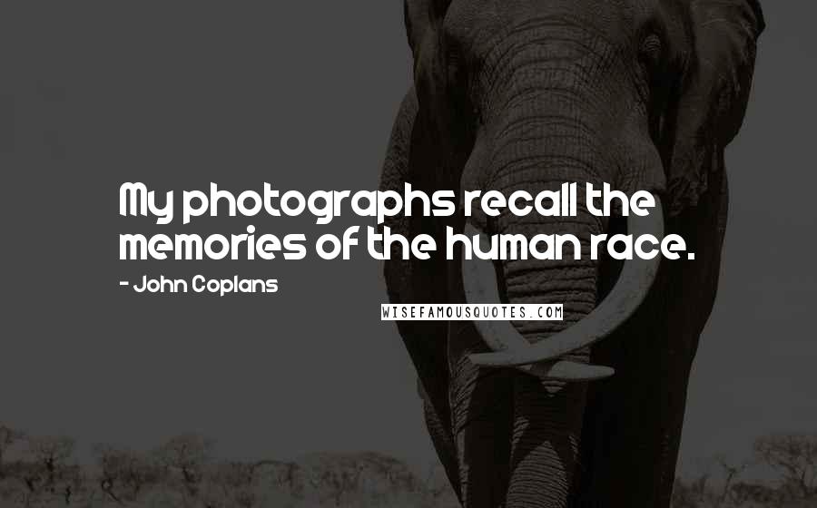 John Coplans Quotes: My photographs recall the memories of the human race.