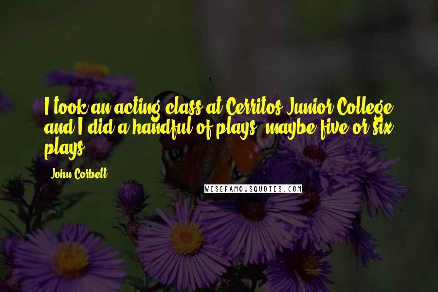 John Corbett Quotes: I took an acting class at Cerritos Junior College and I did a handful of plays, maybe five or six plays.