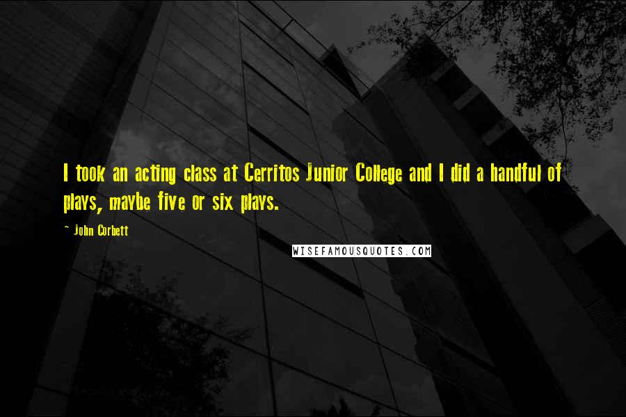 John Corbett Quotes: I took an acting class at Cerritos Junior College and I did a handful of plays, maybe five or six plays.