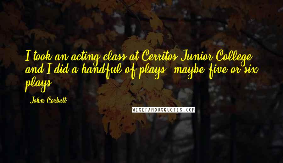 John Corbett Quotes: I took an acting class at Cerritos Junior College and I did a handful of plays, maybe five or six plays.