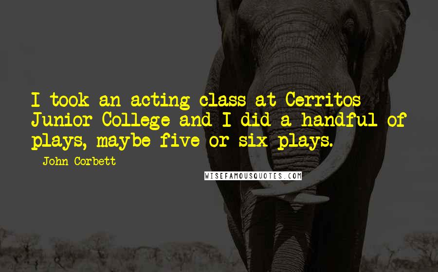 John Corbett Quotes: I took an acting class at Cerritos Junior College and I did a handful of plays, maybe five or six plays.