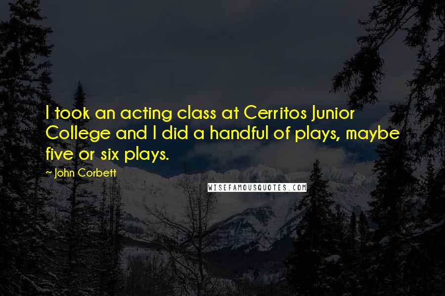 John Corbett Quotes: I took an acting class at Cerritos Junior College and I did a handful of plays, maybe five or six plays.