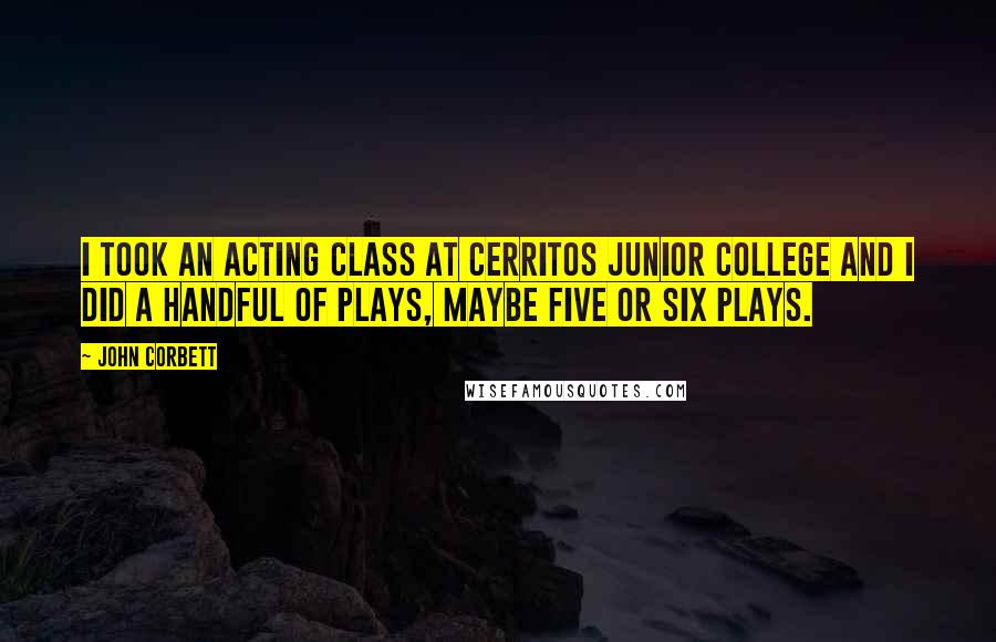John Corbett Quotes: I took an acting class at Cerritos Junior College and I did a handful of plays, maybe five or six plays.