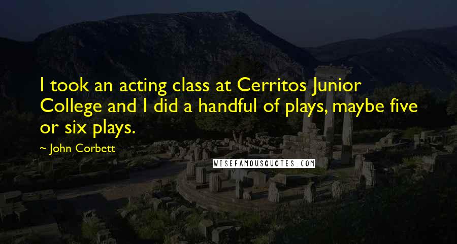John Corbett Quotes: I took an acting class at Cerritos Junior College and I did a handful of plays, maybe five or six plays.