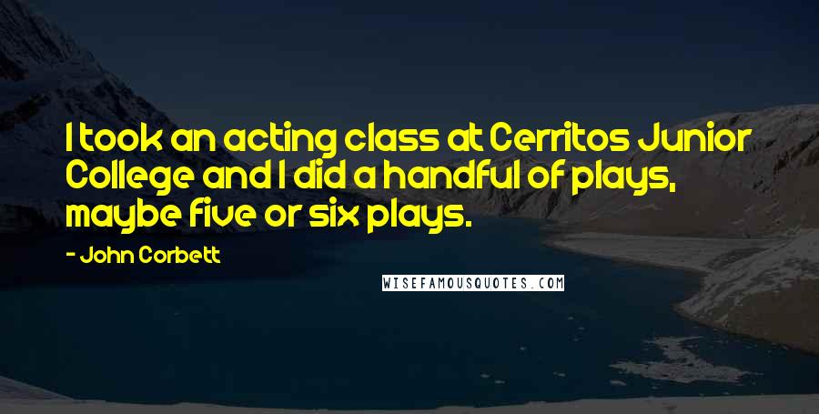 John Corbett Quotes: I took an acting class at Cerritos Junior College and I did a handful of plays, maybe five or six plays.