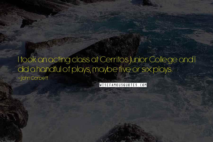 John Corbett Quotes: I took an acting class at Cerritos Junior College and I did a handful of plays, maybe five or six plays.