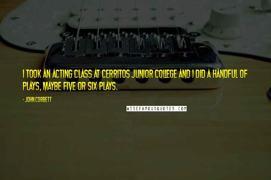 John Corbett Quotes: I took an acting class at Cerritos Junior College and I did a handful of plays, maybe five or six plays.