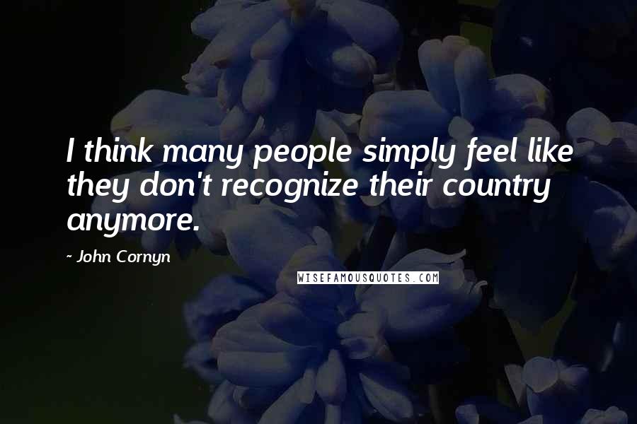 John Cornyn Quotes: I think many people simply feel like they don't recognize their country anymore.