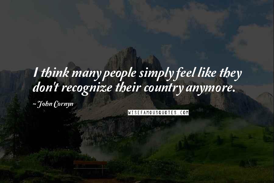 John Cornyn Quotes: I think many people simply feel like they don't recognize their country anymore.