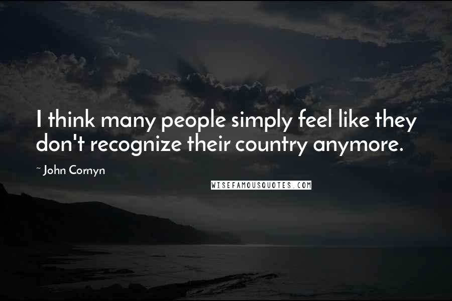 John Cornyn Quotes: I think many people simply feel like they don't recognize their country anymore.