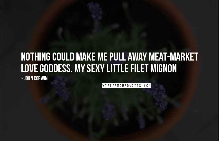John Corwin Quotes: Nothing could make me pull away meat-market love goddess. My sexy little filet mignon