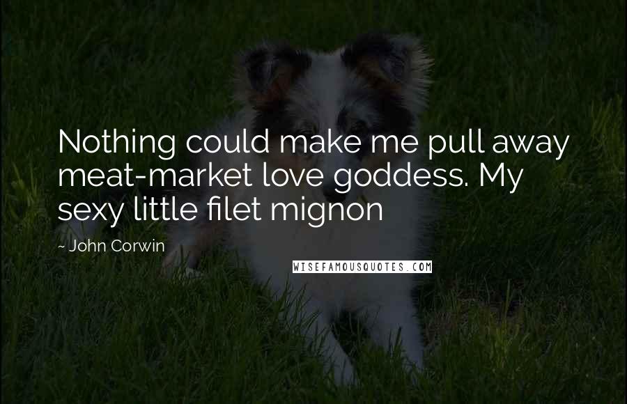 John Corwin Quotes: Nothing could make me pull away meat-market love goddess. My sexy little filet mignon