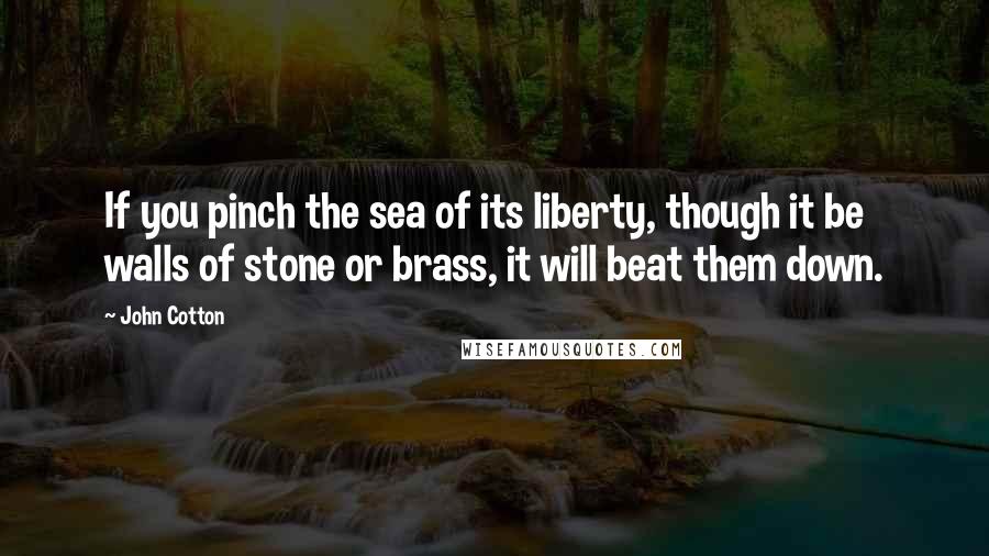 John Cotton Quotes: If you pinch the sea of its liberty, though it be walls of stone or brass, it will beat them down.