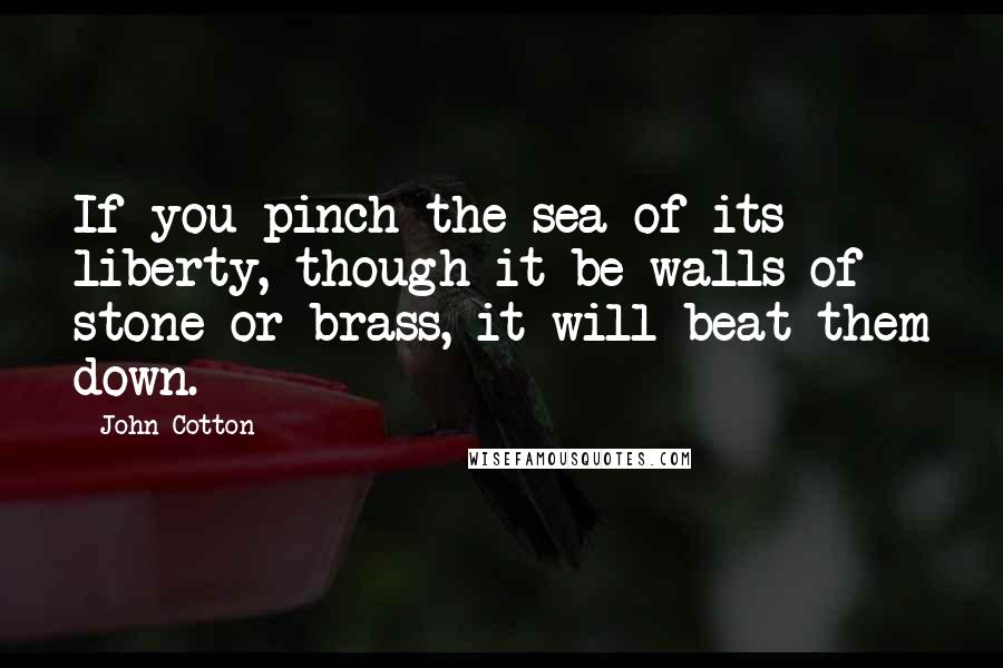 John Cotton Quotes: If you pinch the sea of its liberty, though it be walls of stone or brass, it will beat them down.