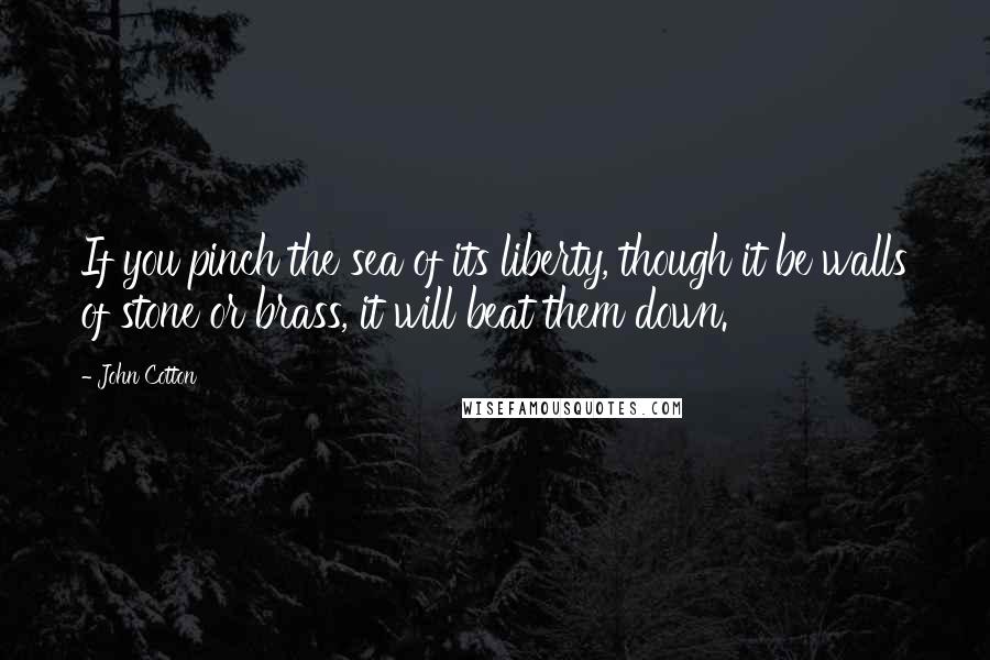 John Cotton Quotes: If you pinch the sea of its liberty, though it be walls of stone or brass, it will beat them down.